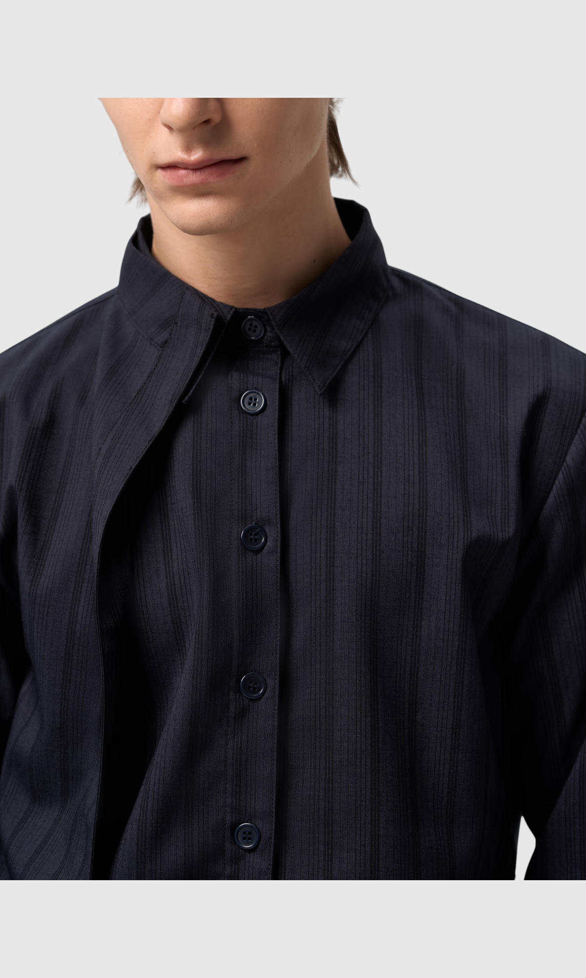 Slight Vogue Curved-Collar Stripe Shirt — product image 5