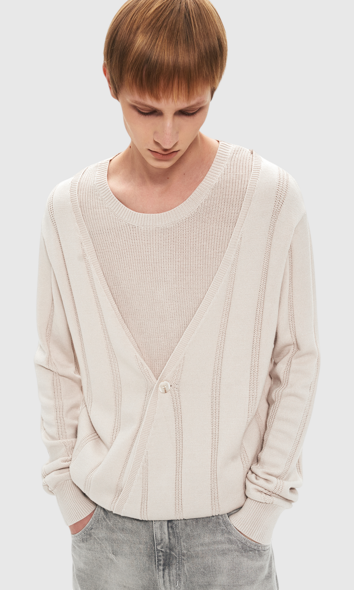 Slight Vogue Ivory Layered Stripe Knit Long Sleeve — product image 4