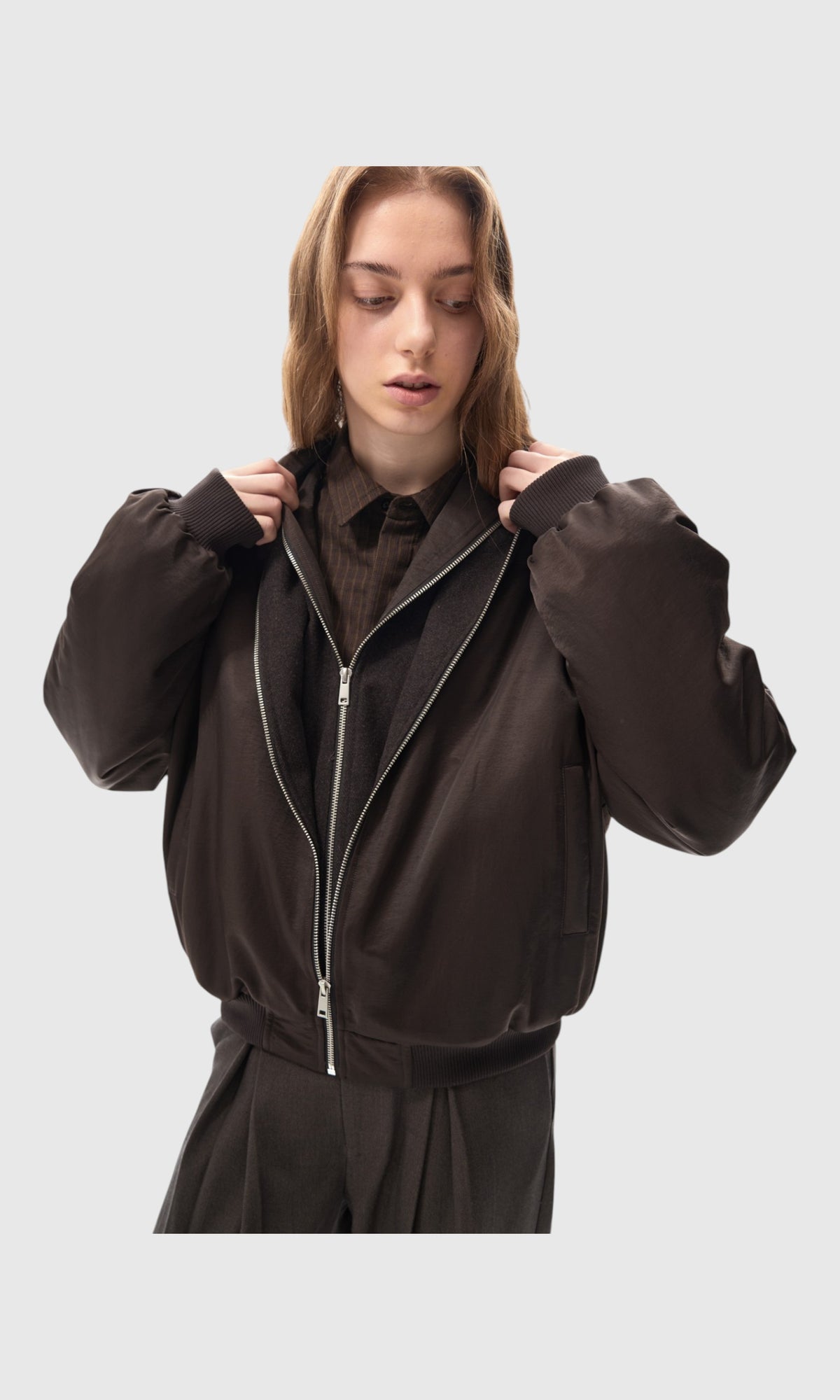 Slight Vogue Brown Zip Bomber — product image 8