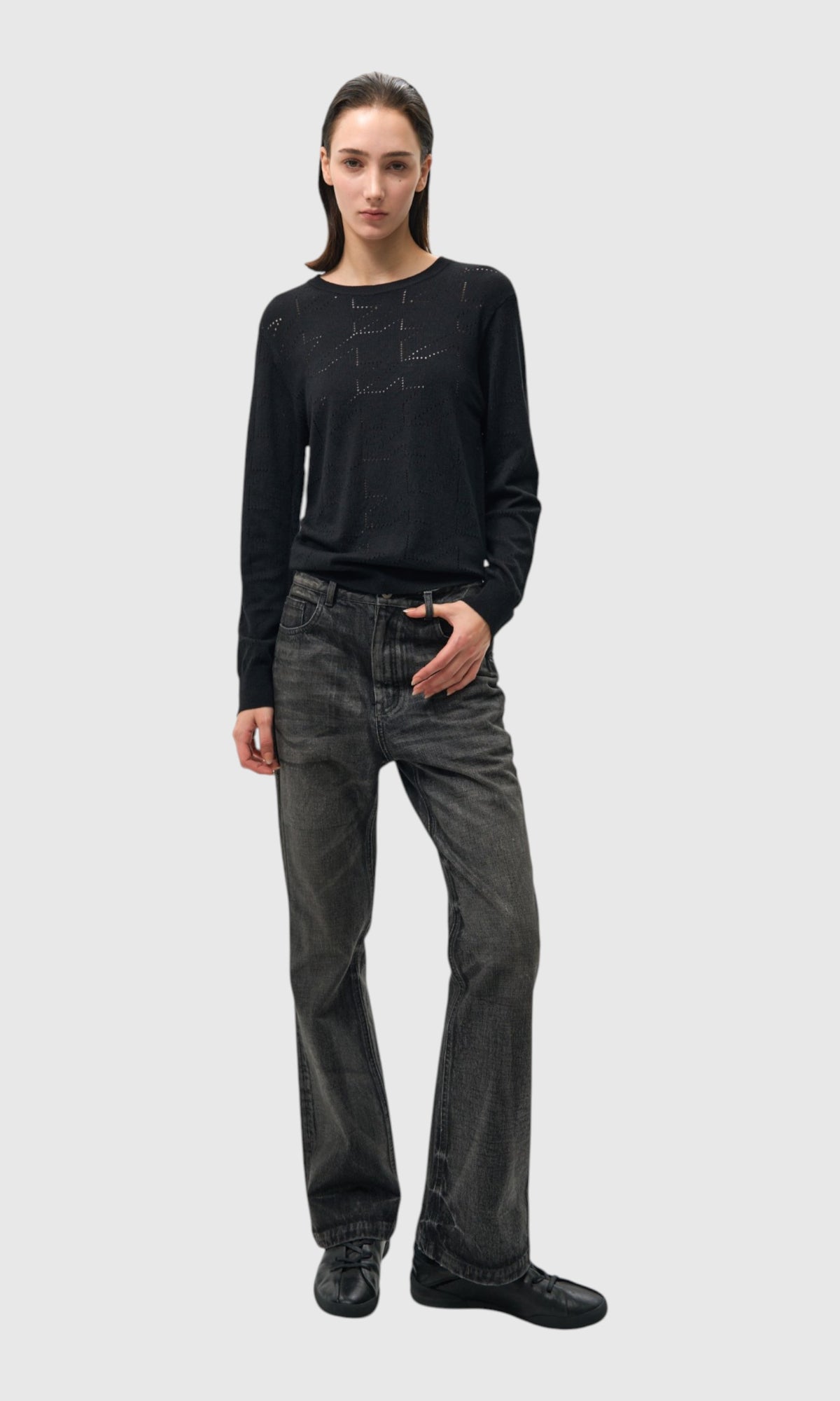 Slight Vogue Openwork Houndstooth Knit — product image 1