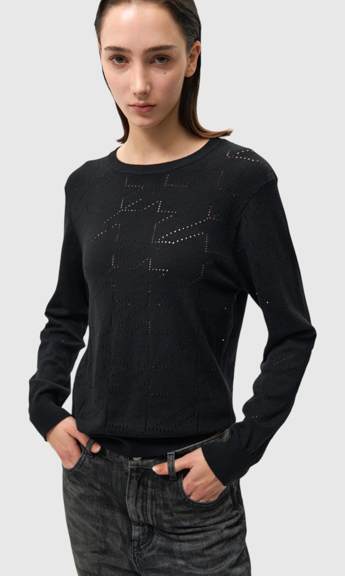 Slight Vogue Openwork Houndstooth Knit — product image 4