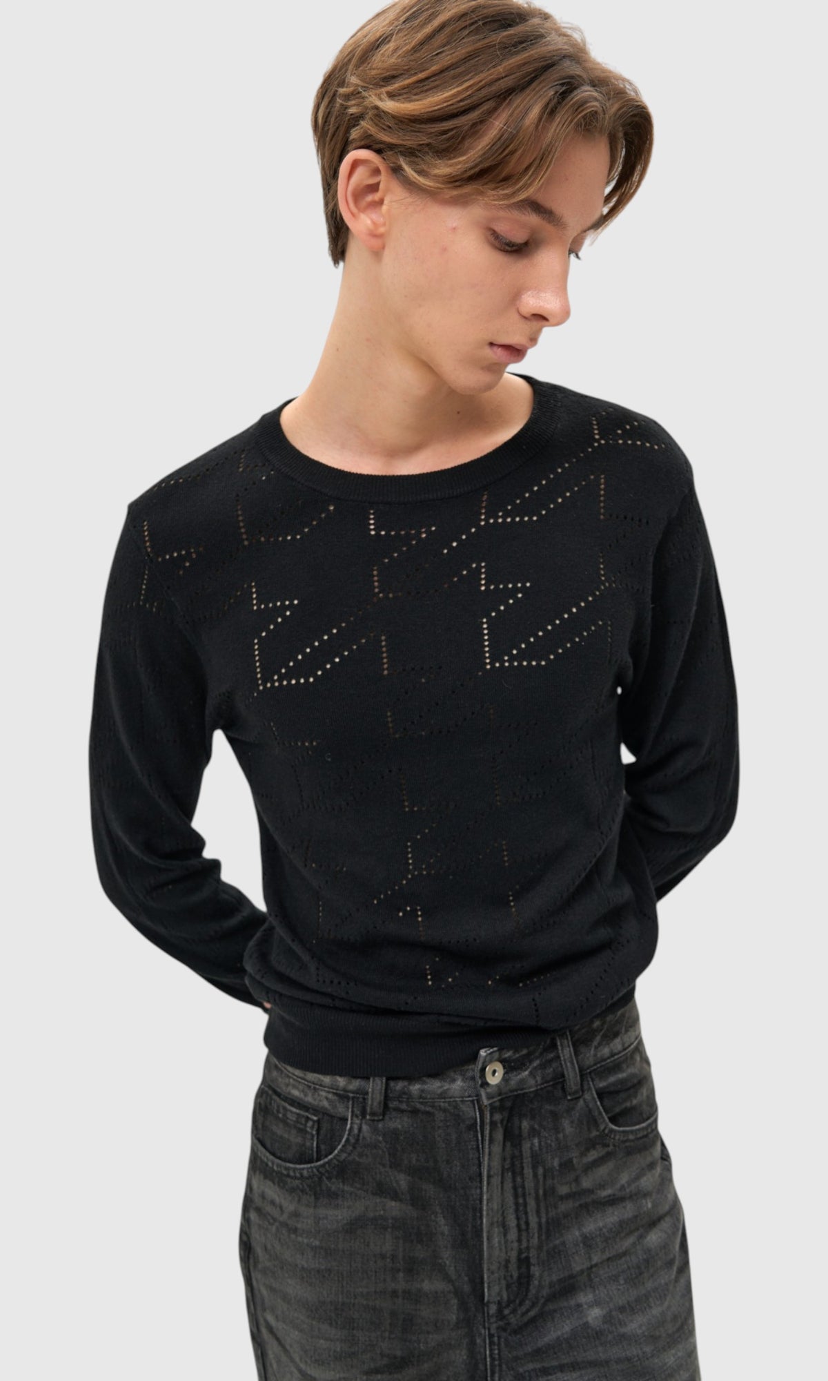 Slight Vogue Openwork Houndstooth Knit — product image 6