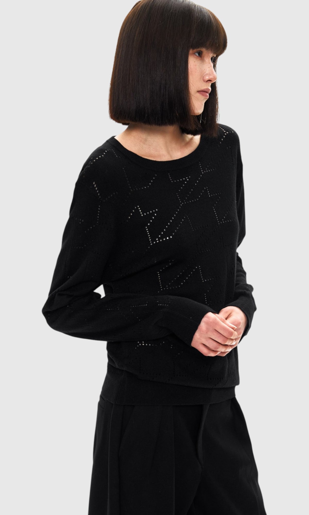 Slight Vogue Openwork Houndstooth Knit — product image 7