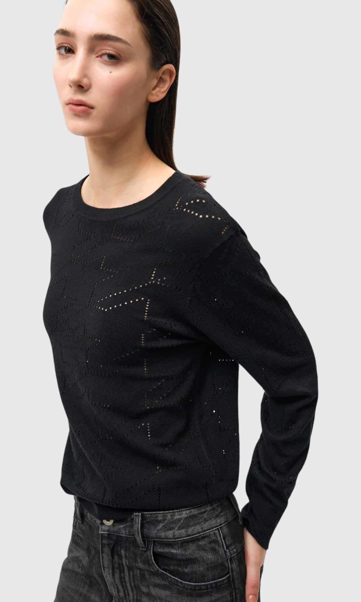 Slight Vogue Openwork Houndstooth Knit — product image 8