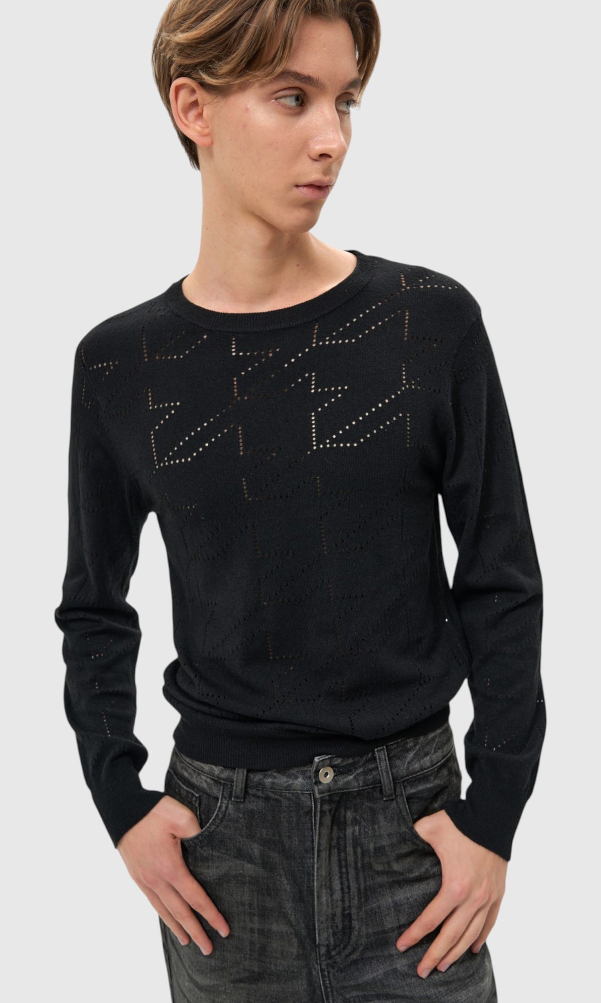 Slight Vogue Openwork Houndstooth Knit — product image 9