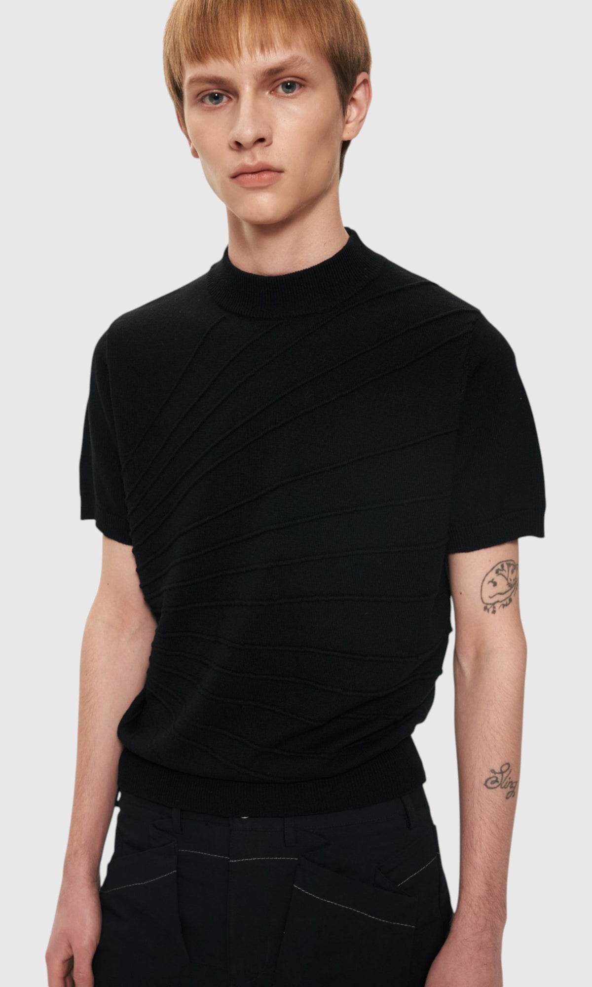 Slight Vogue Diagonal Seam Knit Tee — product image 7