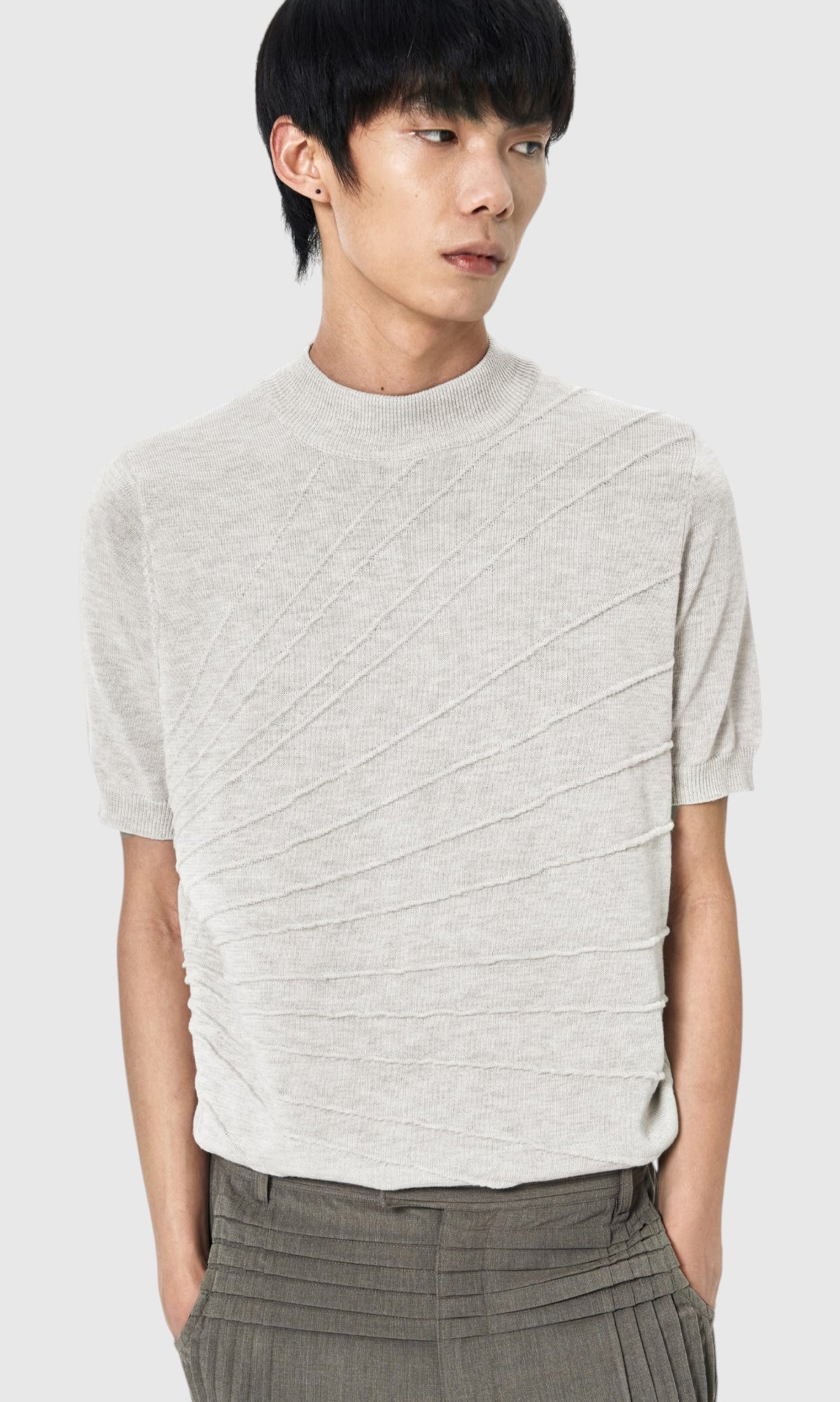 Slight Vogue Diagonal Seam Knit Tee — product image 9