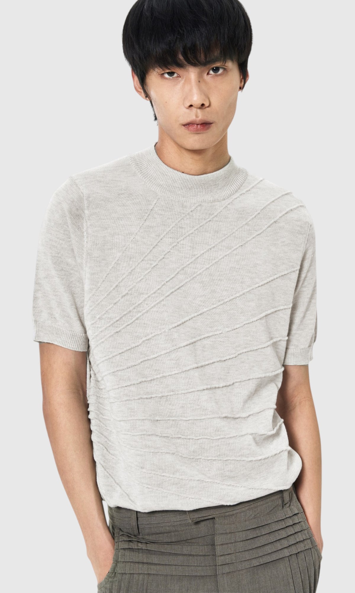 Slight Vogue Diagonal Seam Knit Tee — product image 10