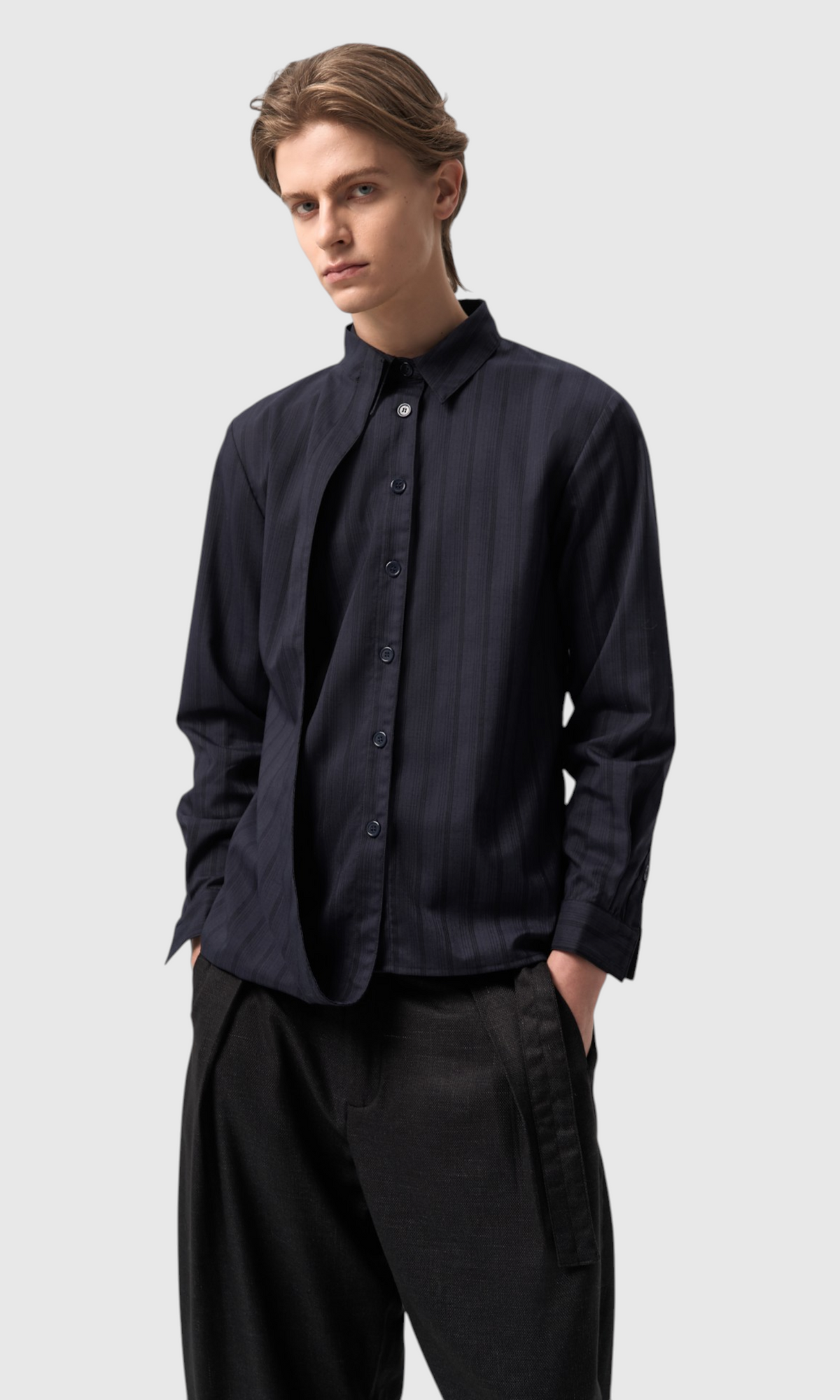 Slight Vogue Curved-Collar Stripe Shirt — product image 1