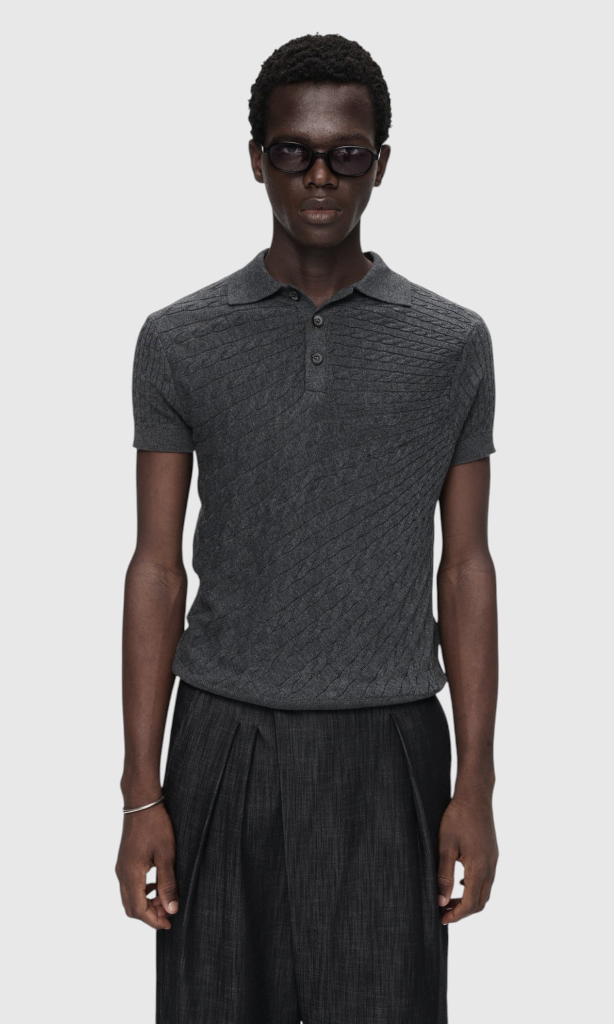 Slight Vogue Cable Knit Polo — product image 7