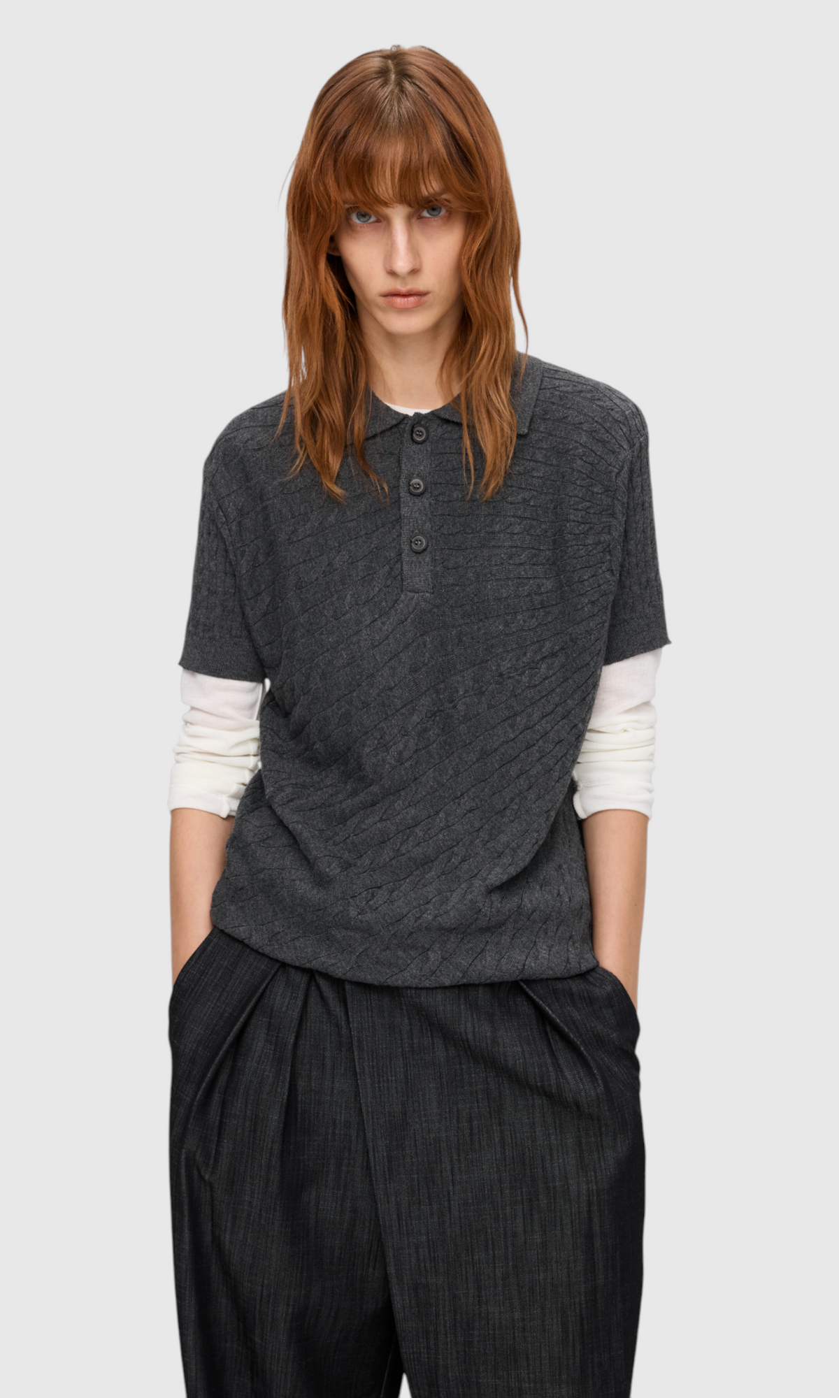 Slight Vogue Cable Knit Polo — product image 9