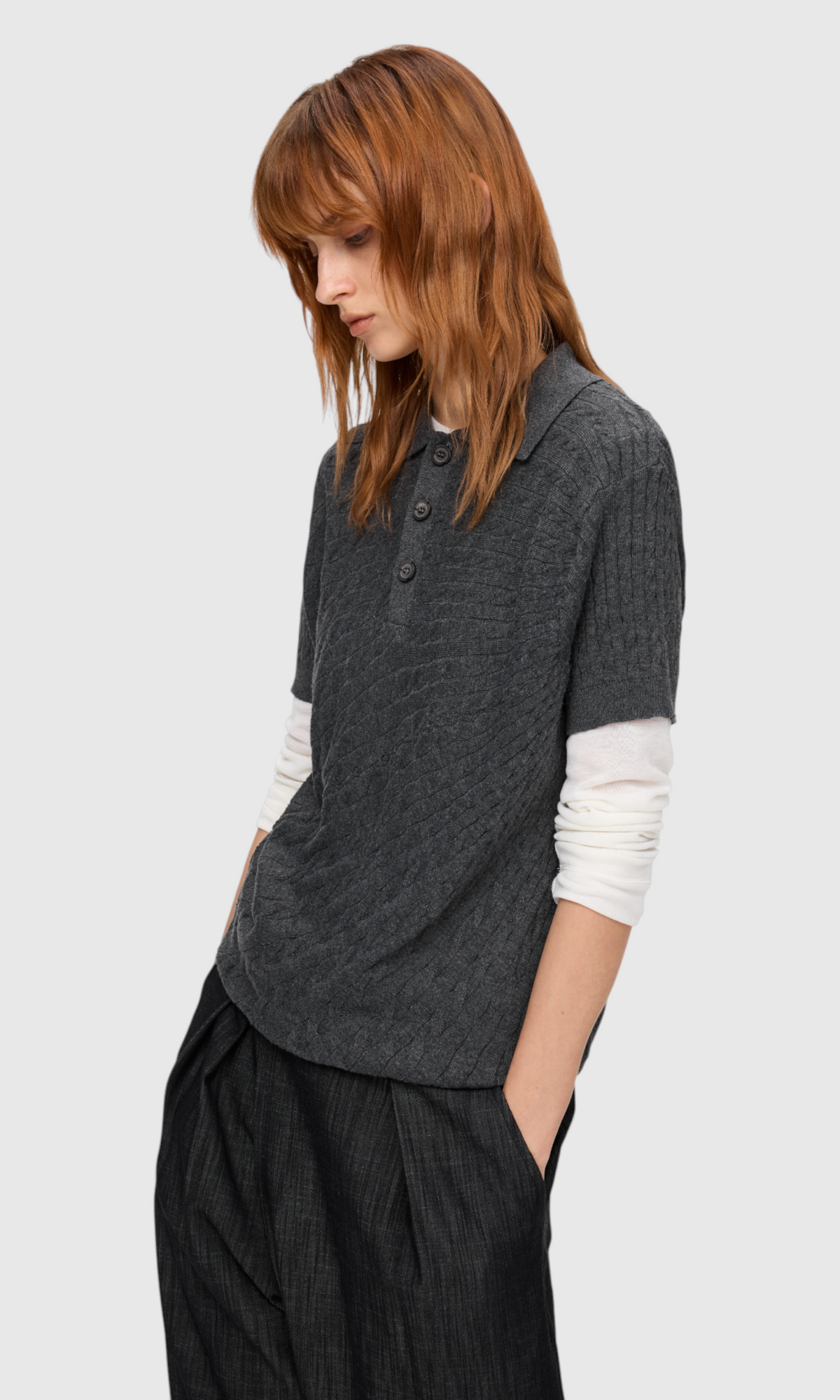 Slight Vogue Cable Knit Polo — product image 10